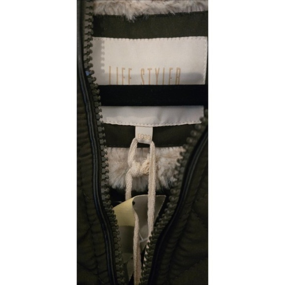 Quilted Hooded Jacket Dark Brown Faux Fur Lined Zip  Women 3XL - Picture 8 of 8